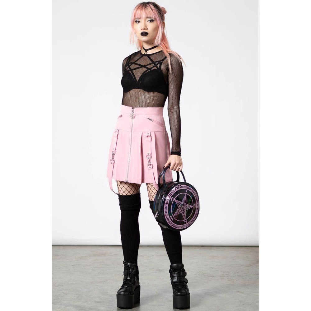 Killstar Blaire B**** pastel pink mini skirt‎ pentagram design